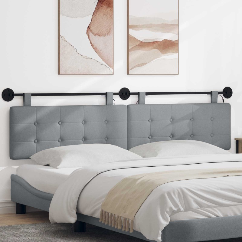 Tête de lit suspendue Avec lumière LED Gris clair Tissu 614404614404