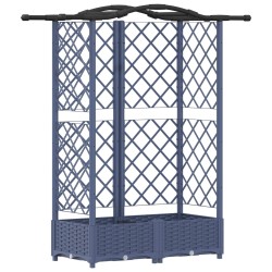 Lit Élevé avec Treillis et Toit Gris 124 x 40 x 123 cm PP 614406614406