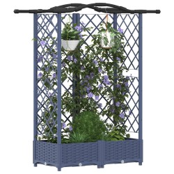 Lit Élevé avec Treillis et Toit Gris 124 x 40 x 123 cm PP 614406614406