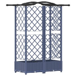 Lit Élevé avec Treillis et Toit Gris 124 x 40 x 123 cm PP 614406614406