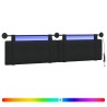 Tête de lit suspendue Avec lumière LED Noir Tissu 614410614410