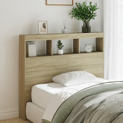 Armoire tête de lit avec LED chêne sonoma 120x17x102 cm 614417614417