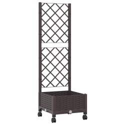 Bac de jardin avec treillis et roues Marron 40 x 40 x 131,5 cm 614426614426
