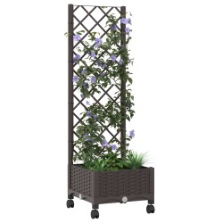 Bac de jardin avec treillis et roues Marron 40 x 40 x 131,5 cm 614426614426
