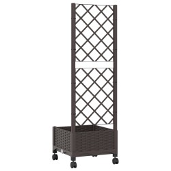 Bac de jardin avec treillis et roues Marron 40 x 40 x 131,5 cm 614426614426