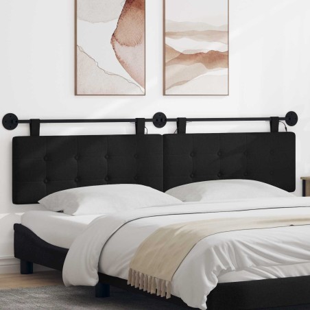 Tête de lit suspendue Avec lumière LED Noir Tissu 614431614431
