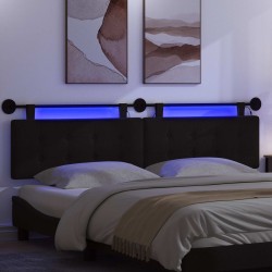 Tête de lit suspendue Avec lumière LED Noir Tissu 614431614431