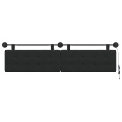 Tête de lit suspendue Avec lumière LED Noir Tissu 614431614431