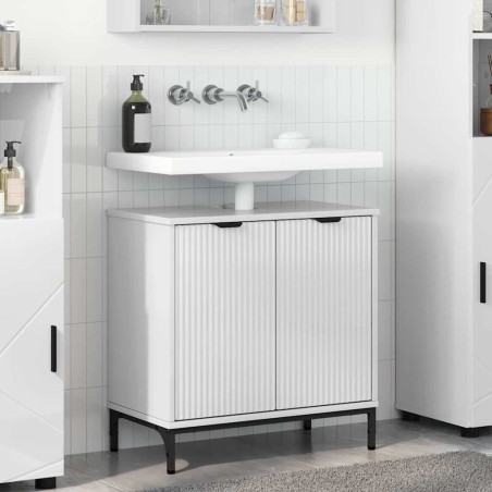 Meuble de Lavabo de Salle de Bain avec stockage Blanc brillant 614433614433