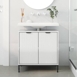 Meuble de Lavabo de Salle de Bain avec stockage Blanc brillant 614433614433