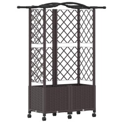 Lit Élevé avec Treillis et Toit Marron 122 x 40 x 144 cm PP 614437614437