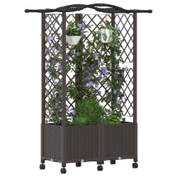 Lit Élevé avec Treillis et Toit Marron 122 x 40 x 144 cm PP 614437614437