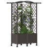 Lit Élevé avec Treillis et Toit Marron 122 x 40 x 144 cm PP 614437614437