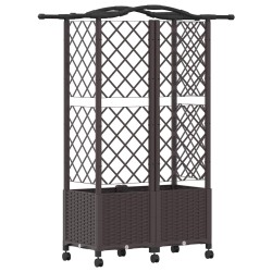 Lit Élevé avec Treillis et Toit Marron 122 x 40 x 144 cm PP 614437614437