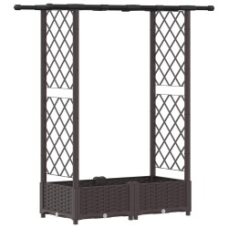 Lit Élevé avec Treillis et Toit Marron 122,5 x 40 x 121 cm PP 614441614441