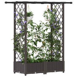Lit Élevé avec Treillis et Toit Marron 122,5 x 40 x 121 cm PP 614441614441