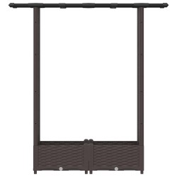 Lit Élevé avec Treillis et Toit Marron 122,5 x 40 x 121 cm PP 614441614441