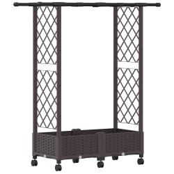 Lit Élevé avec Treillis et Toit Marron 122,5 x 40 x 127 cm PP 614443614443