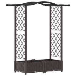 Lit Élevé avec Treillis et Toit Marron 124 x 40 x 123 cm PP 614444614444