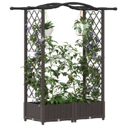 Lit Élevé avec Treillis et Toit Marron 124 x 40 x 123 cm PP 614444614444