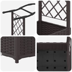 Lit Élevé avec Treillis et Toit Marron 124 x 40 x 123 cm PP 614444614444