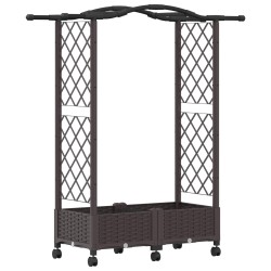 Lit Élevé avec Treillis et Toit Marron 124 x 40 x 129 cm PP 614445614445