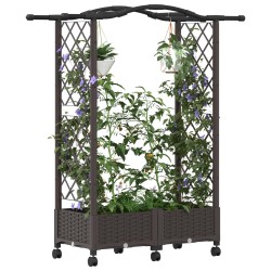 Lit Élevé avec Treillis et Toit Marron 124 x 40 x 129 cm PP 614445614445