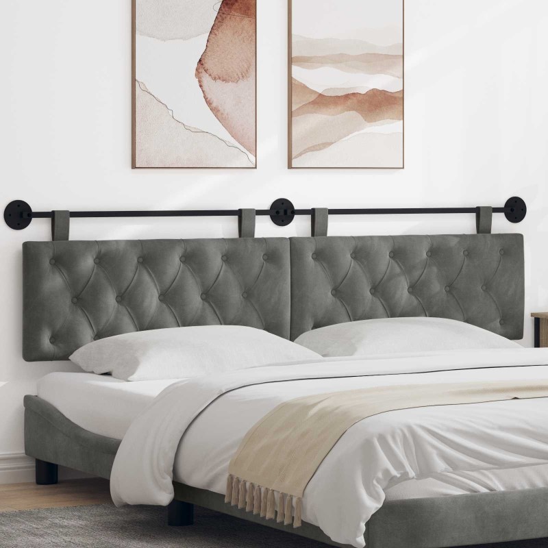 Tête de lit suspendue Avec lumière LED Gris foncé Velours 614448614448