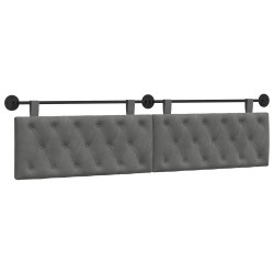 Tête de lit suspendue Avec lumière LED Gris foncé Velours 614448614448