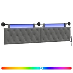 Tête de lit suspendue Avec lumière LED Gris foncé Velours 614450614450
