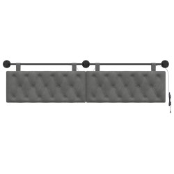 Tête de lit suspendue Avec lumière LED Gris foncé Velours 614450614450