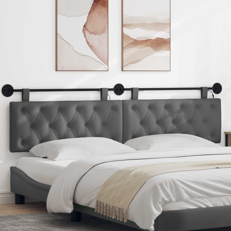 Tête de lit suspendue Avec lumière LED Gris foncé Tissu 614451614451