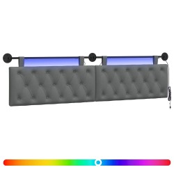 Tête de lit suspendue Avec lumière LED Gris foncé Tissu 614451614451