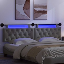 Tête de lit suspendue Avec lumière LED Gris foncé Tissu 614451614451