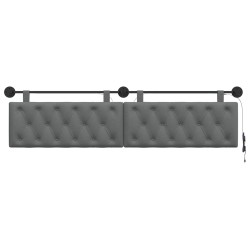 Tête de lit suspendue Avec lumière LED Gris foncé Tissu 614451614451