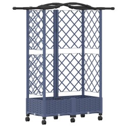 Lit Élevé avec Treillis et Toit Gris 124 x 40 x 129 cm PP 614452614452