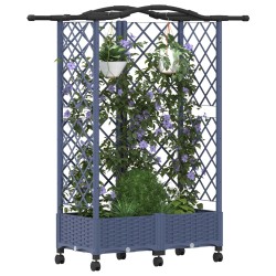 Lit Élevé avec Treillis et Toit Gris 124 x 40 x 129 cm PP 614452614452