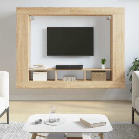 Meuble TV chêne sonoma 152x22x113 cm bois d'ingénierie 614455614455
