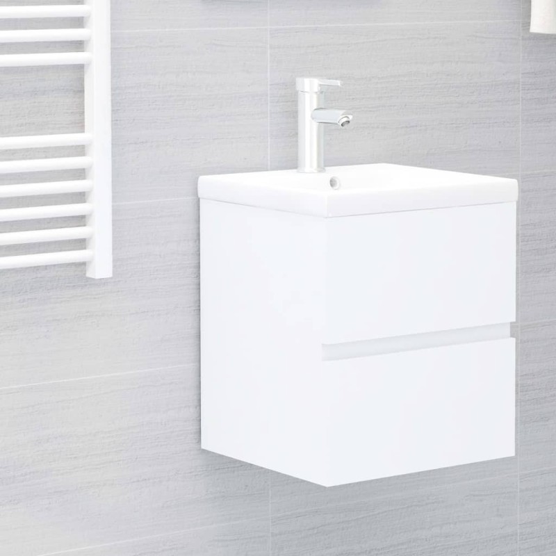 Armoire d'évier avec lavabo intégré Blanc Aggloméré 614456614456