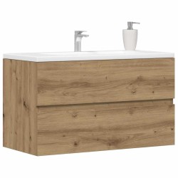 Armoire d'évier chêne artisanal 90x38,5x45 cm bois d'ingénierie 614460614460