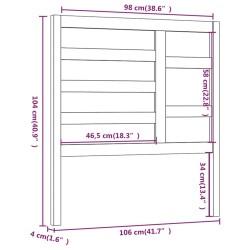 Tête de lit Noir 106x4x104 cm Bois massif de pin 614461614461