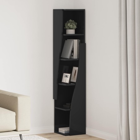 Meuble d'angle Noir 27,5x27x140cm Bois d'ingénierie 614466614466