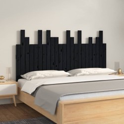 Tête de lit murale Noir 146,5x3x80 cm Bois massif de pin 614478614478