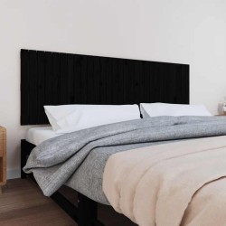 Tête de lit murale Noir 185x3x60 cm Bois massif de pin 614480614480