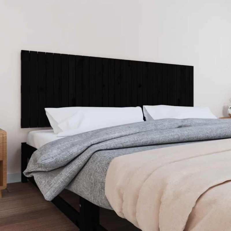 Tête de lit murale Noir 185x3x60 cm Bois massif de pin 614480614480