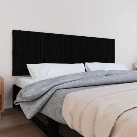 Tête de lit murale Noir 185x3x60 cm Bois massif de pin 614480614480