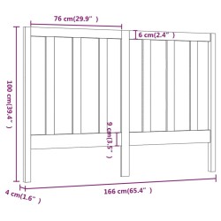 Tête de lit Marron miel 166x4x100 cm Bois massif de pin 614521614521