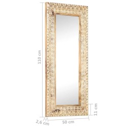 Miroir sculpté à la main 110x50x2,6 cm Bois de manguier solide 614525614525