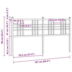 Tête de lit de remplacement métal noir 160 cm 614543614543