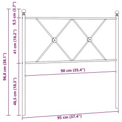 Tête de lit de remplacement métal noir 90 cm 614545614545